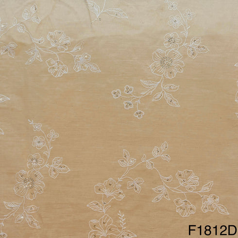 Thread Sequins Embroidered Chanderi Silk Fabric-F1812